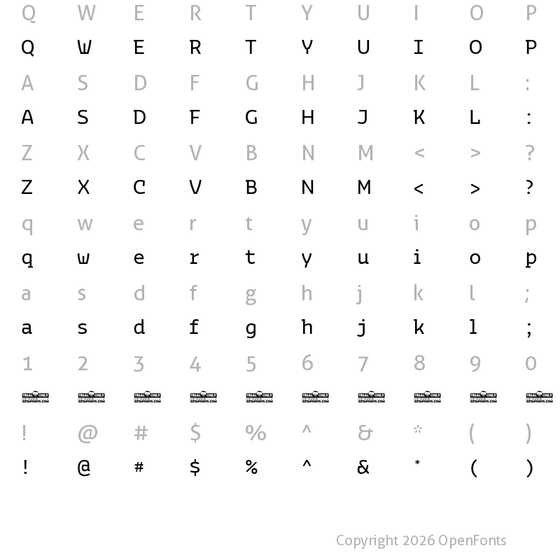 Character Map of Bakemono Stereo Trial Regular