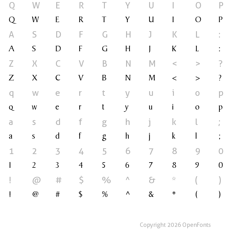 Character Map of Baker Signet Regular