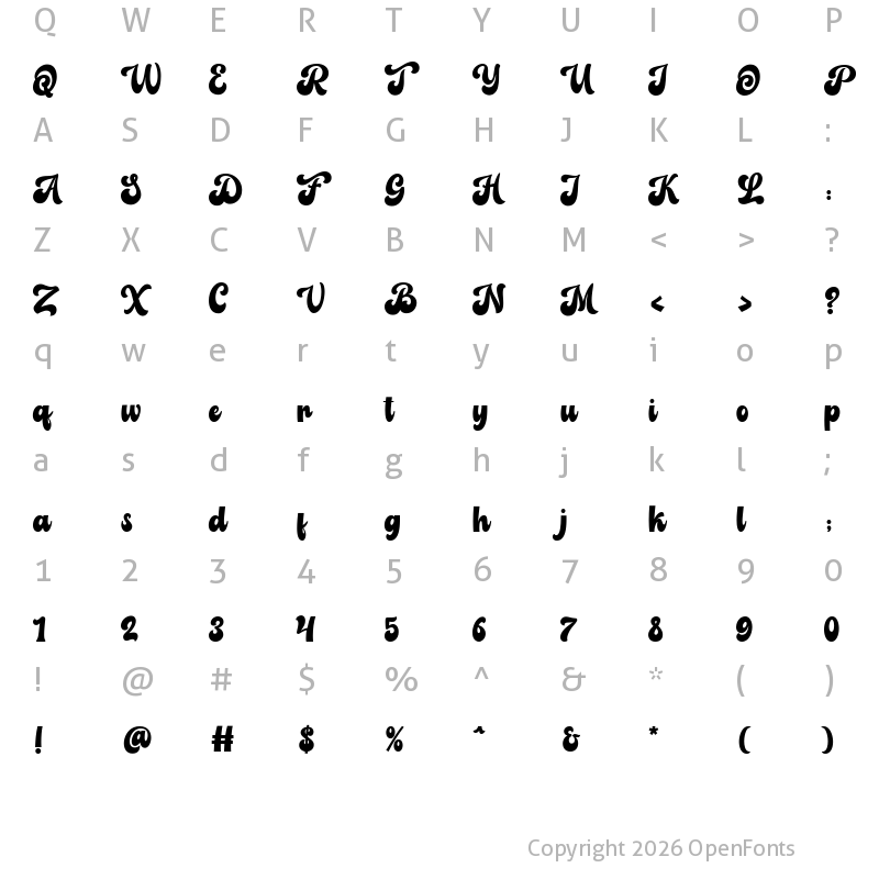 Character Map of Balbaleo Regular