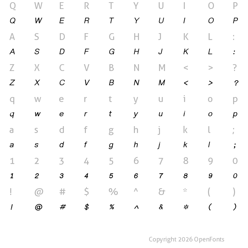 Character Map of BalBharatiDev03 Italic