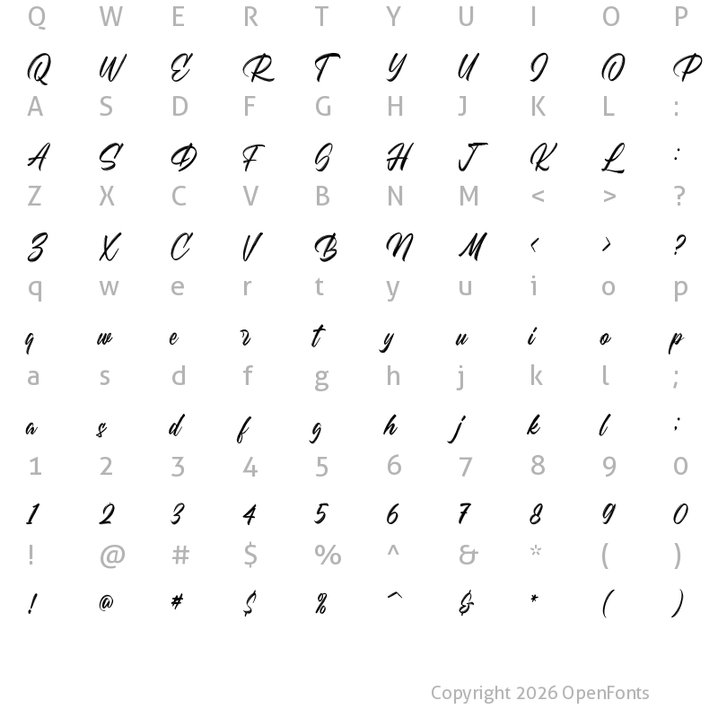 Character Map of Balgeris Regular