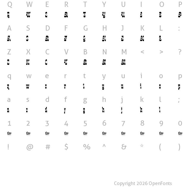 Character Map of Bali Sunset Demo Extra Condensed