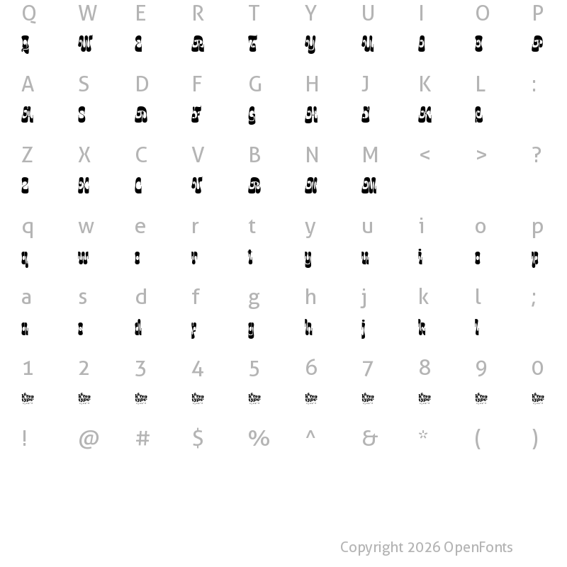Character Map of Bali Sunset Demo Semi Condensed