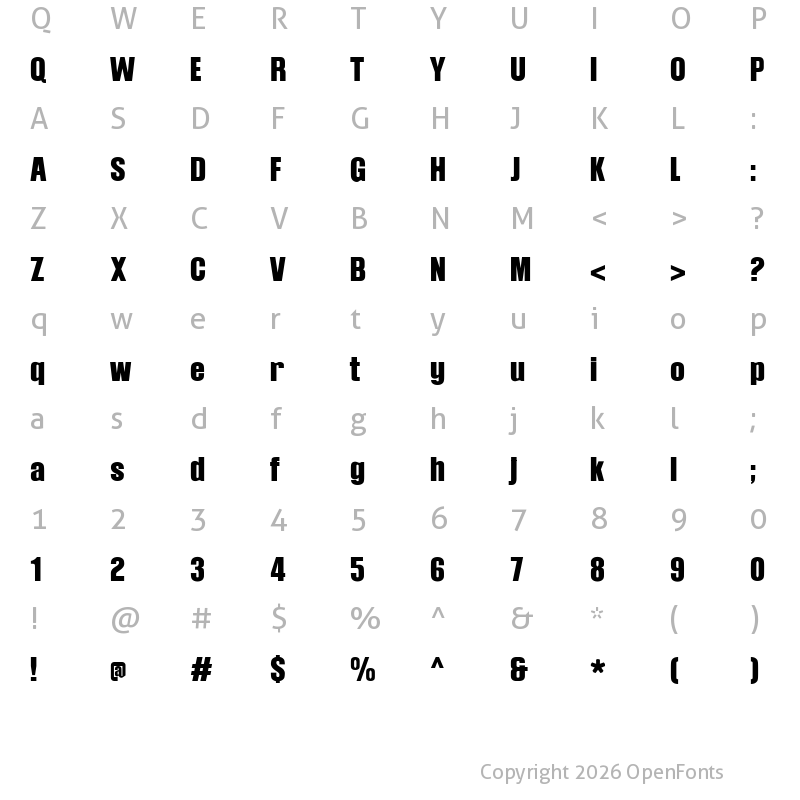 Character Map of Balibold Regular