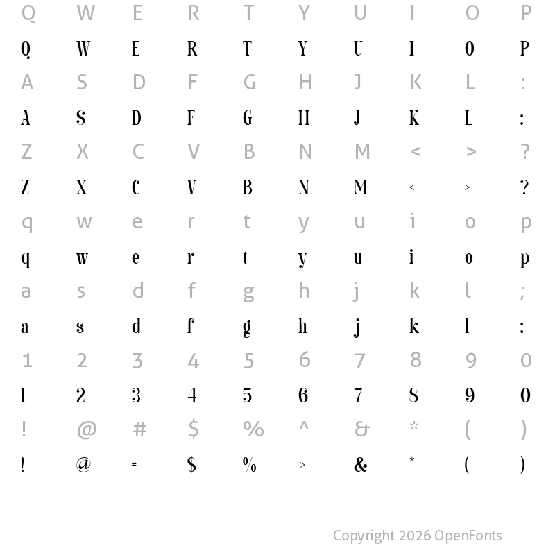 Character Map of Balinesse Regular