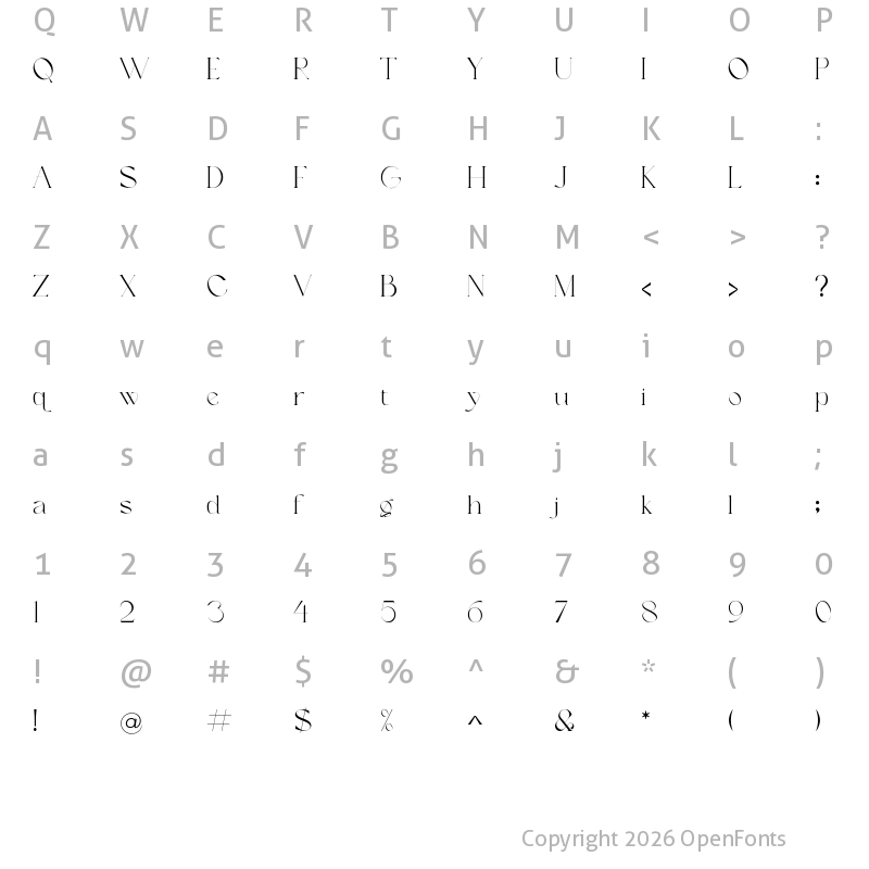 Character Map of Balinest Regular