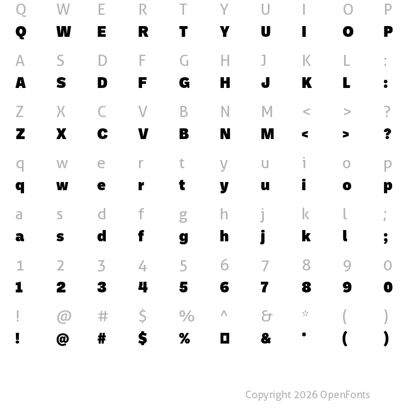 Character Map of Ballinger Black