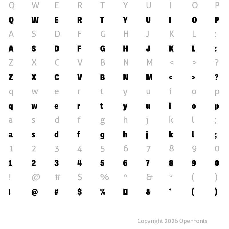 Character Map of Ballinger Condensed Black