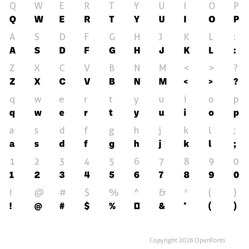 Character Map of Ballinger X-Bold