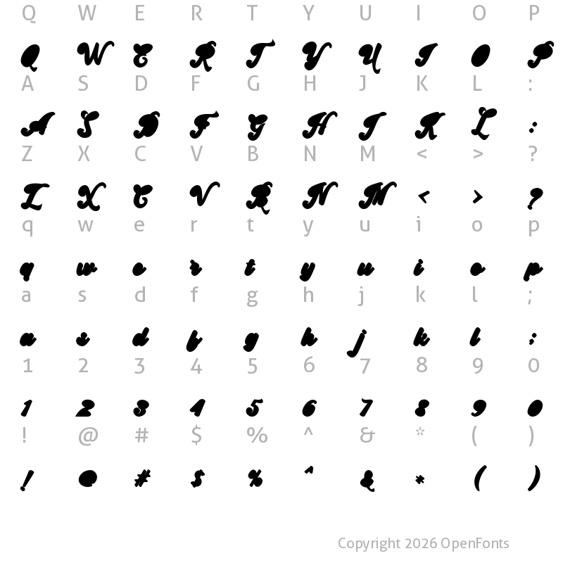 Character Map of Ballingtone Extrude Regular
