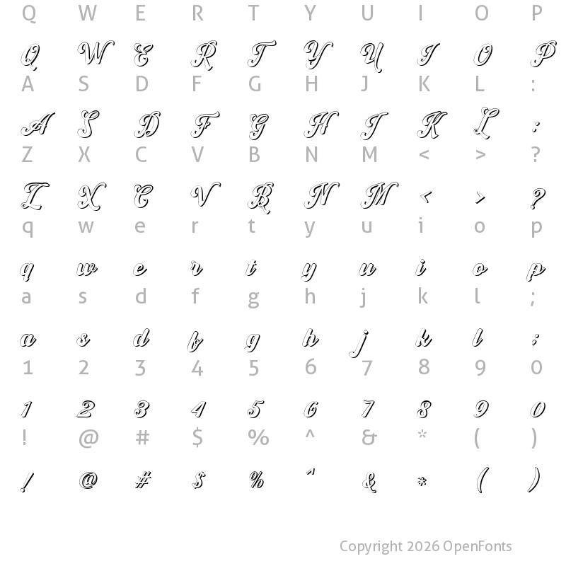 Character Map of Ballingtone Shadow Regular