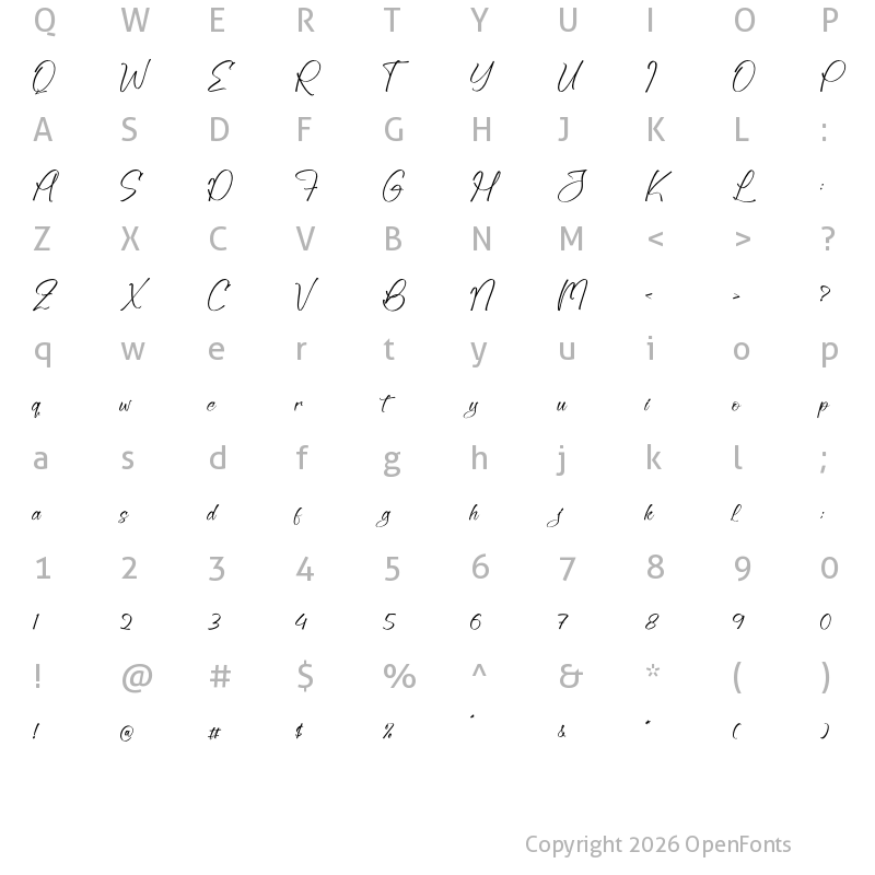 Character Map of Ballmy Gettmorg Regular