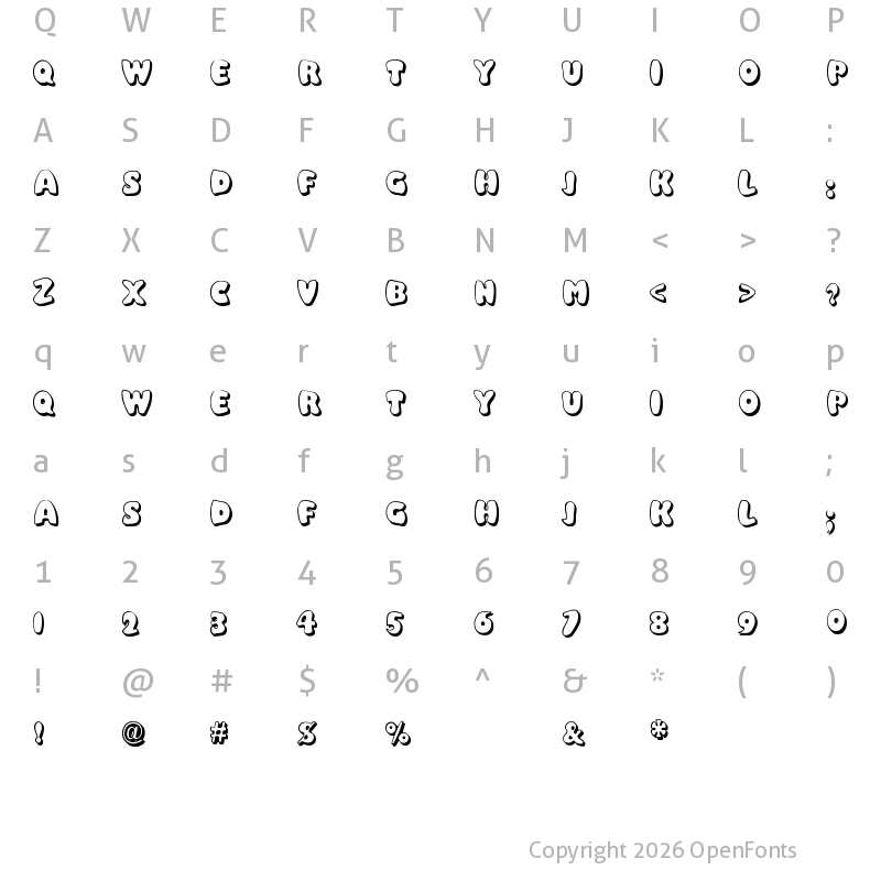 Character Map of Balloony Regular