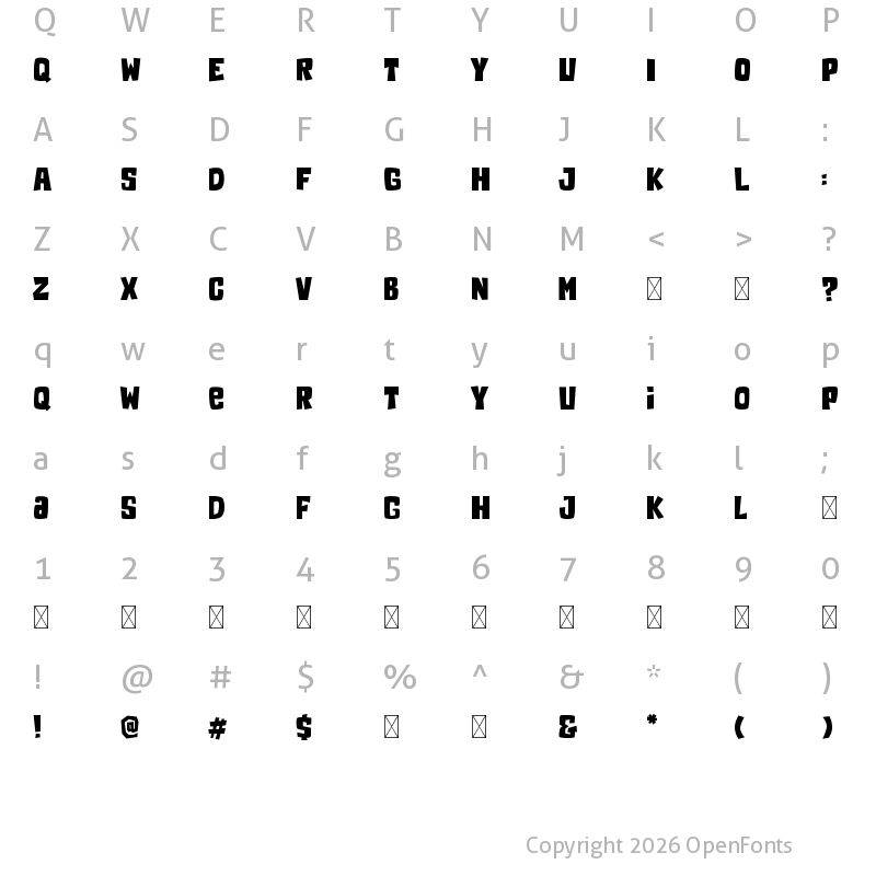 Character Map of Ballore Grayson Regular