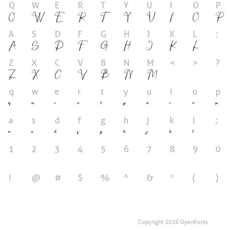 Character Map of Ballory Regular