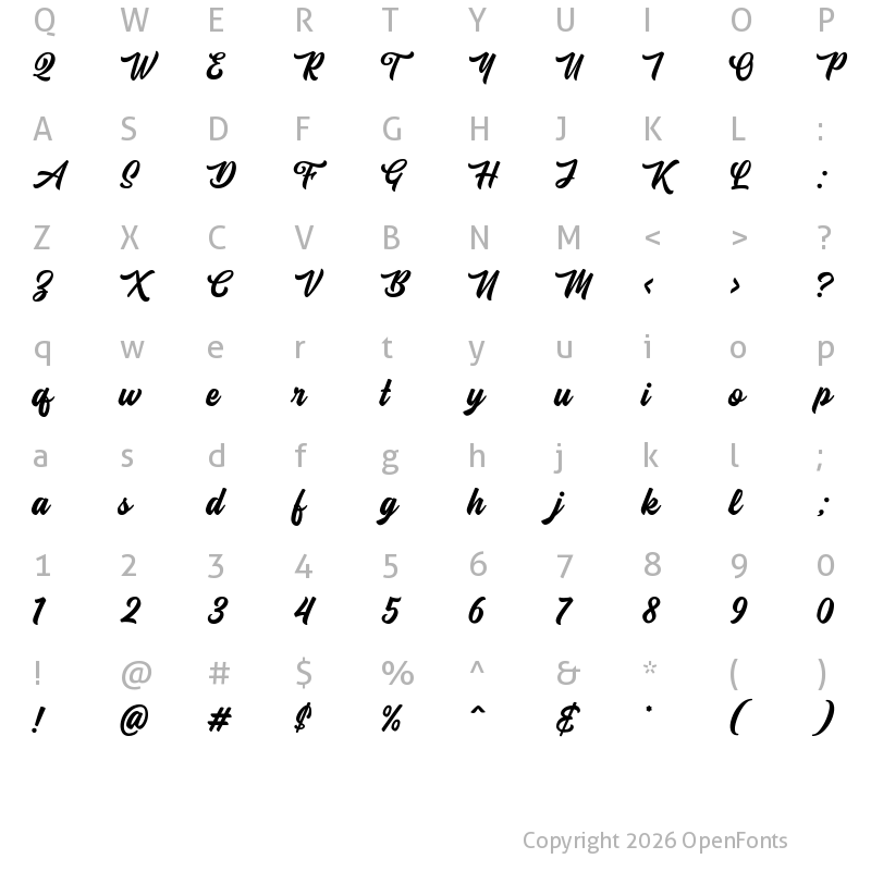Character Map of Balnuettes Regular