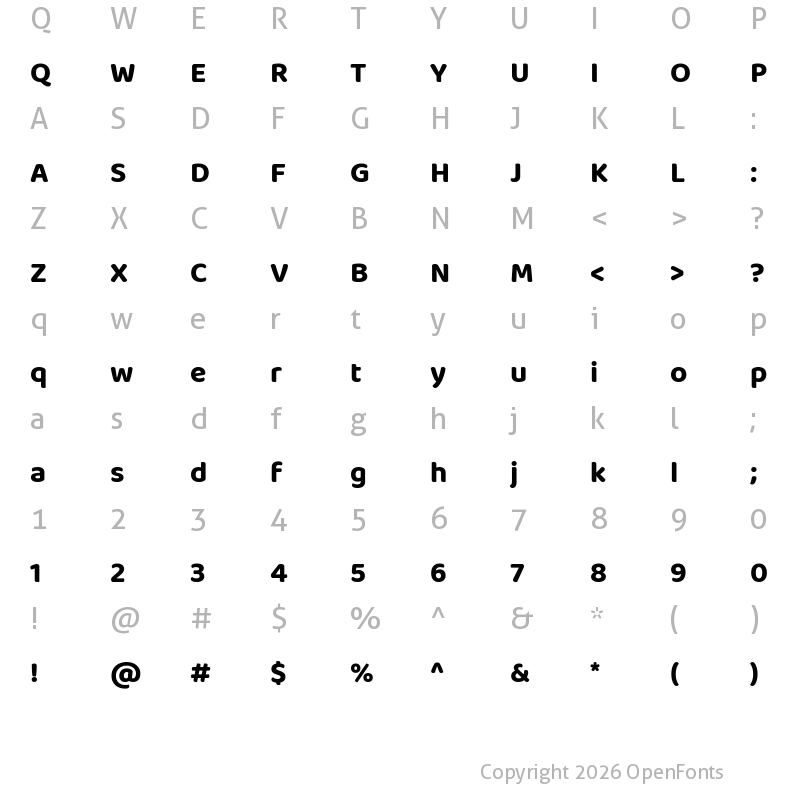 Character Map of Baloo Thambi 2 Bold