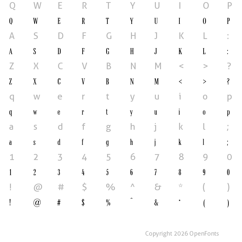 Character Map of Baltica ExtraCond Regular