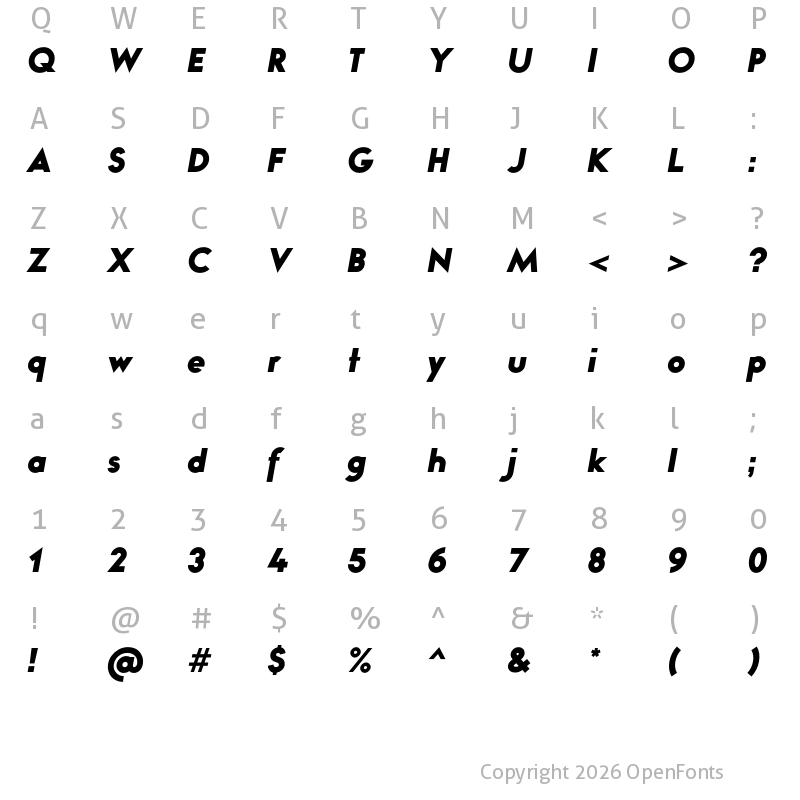 Character Map of Bambino-BlackItalic ?