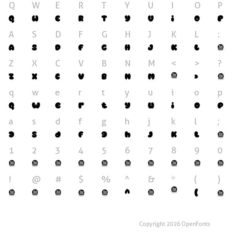 Character Map of BAMEW Bold Personal Use