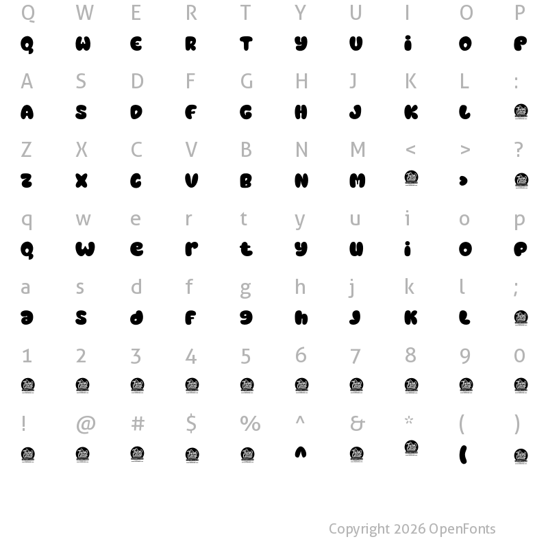 Character Map of BAMEW Personal Use