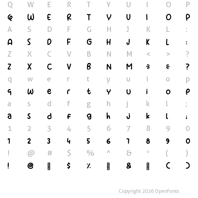 Character Map of Banana Days Regular