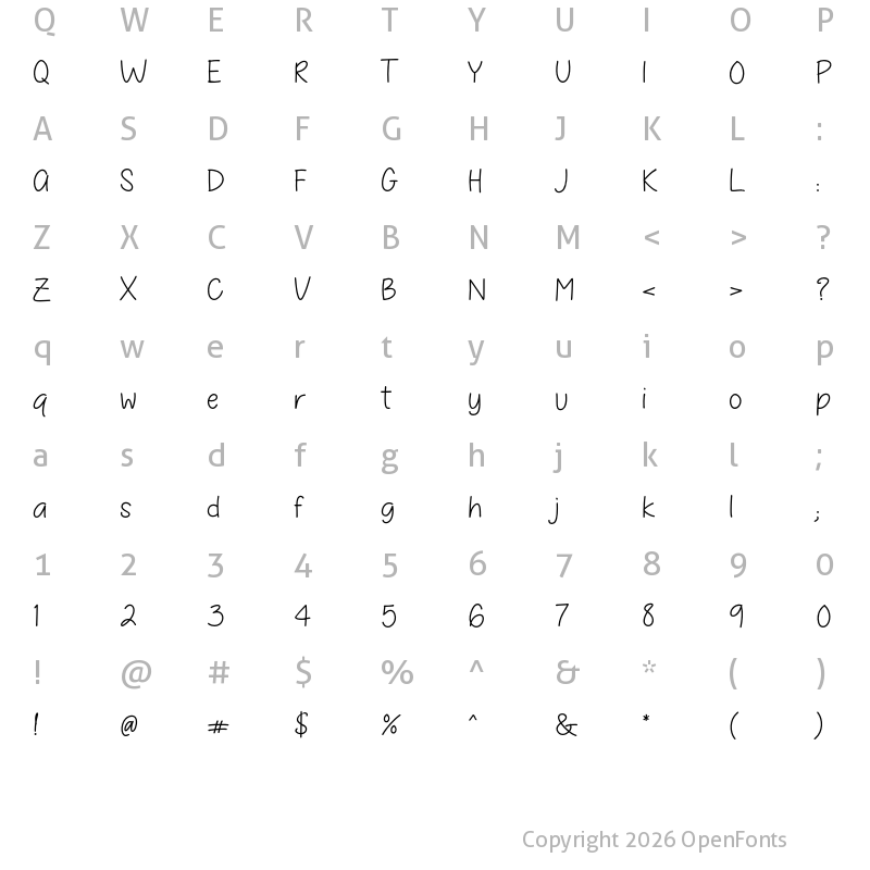 Character Map of Banana Moonpie Free Regular
