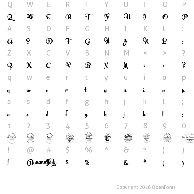 Character Map of Banana Yeti ExtraBold