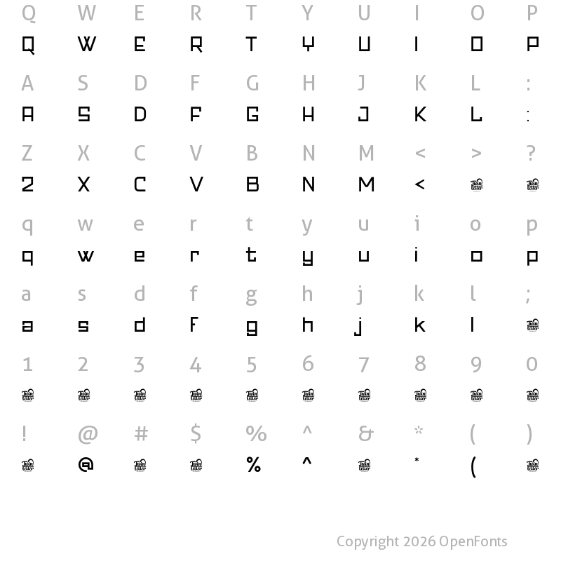 Character Map of Banda Personal Use Bold