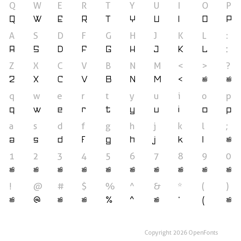 Character Map of Banda Personal Use Regular