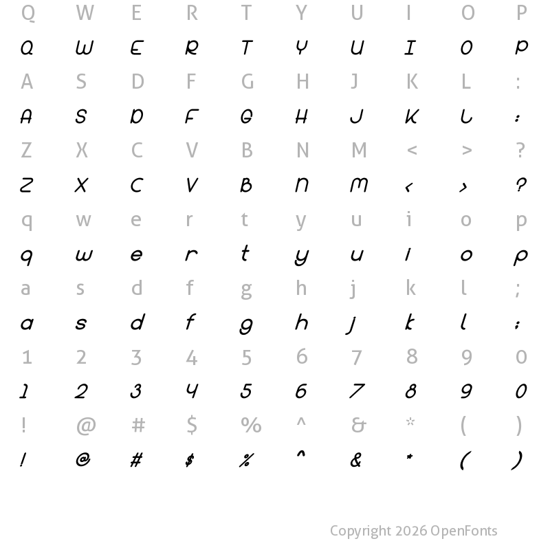 Character Map of Bandar Bold Italic