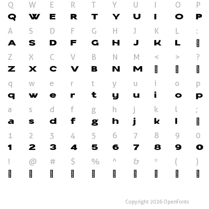 Character Map of Bandica Personal Use Regular