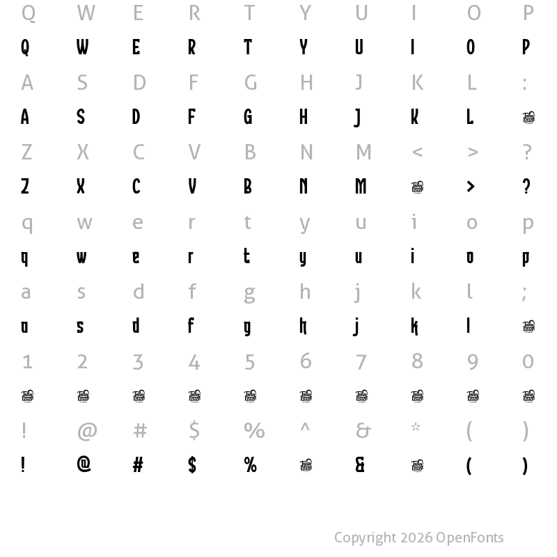Character Map of Bandiko trial Regular