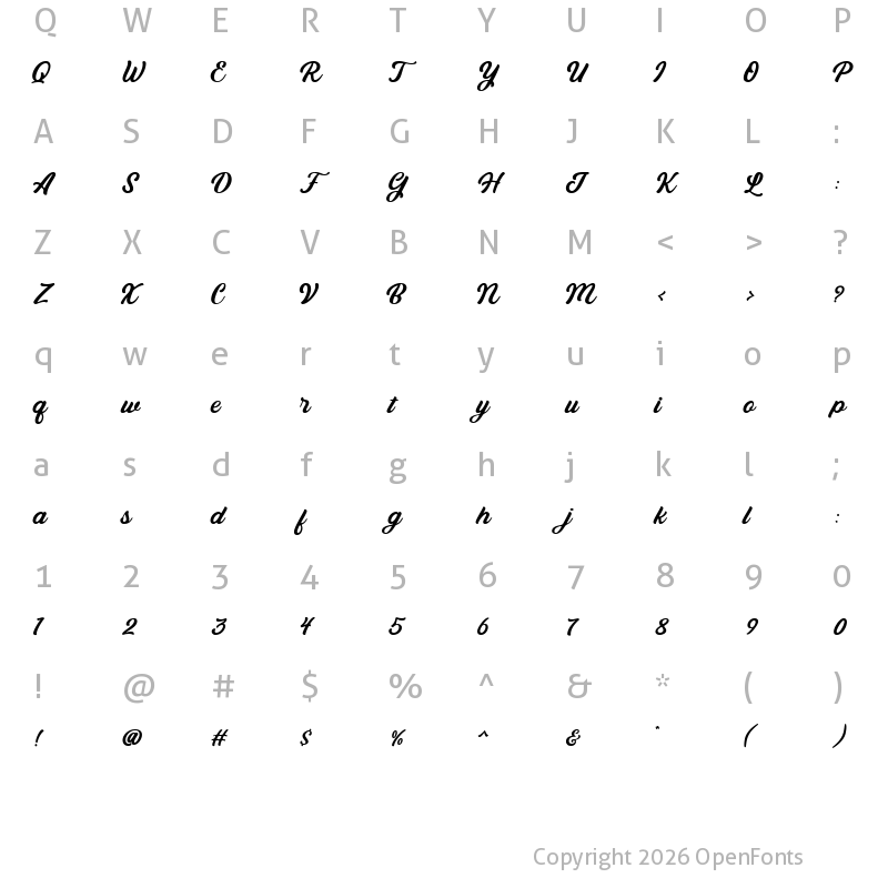 Character Map of Bandira Script DEMO Regular