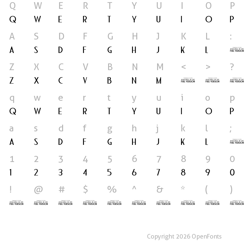 Character Map of Bandoengsche DEMO Regular