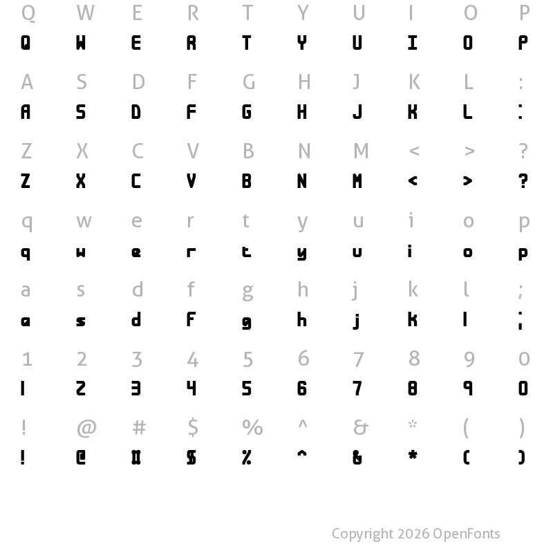Character Map of Bandwidth Bandless BRK Regular