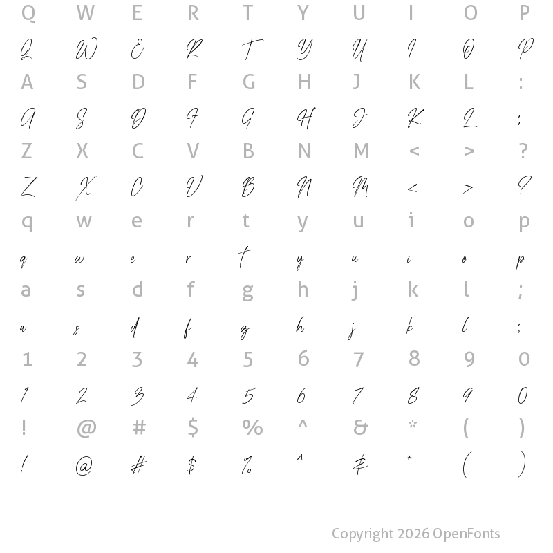 Character Map of Bangli Kintamani Signature Regular