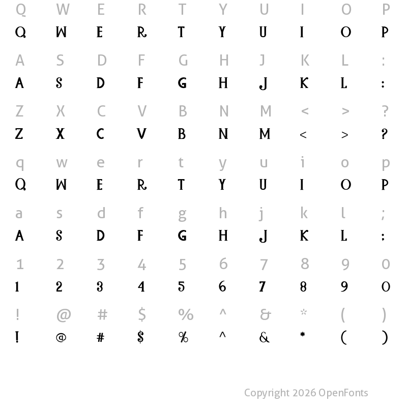Character Map of Baques Handtam Regular