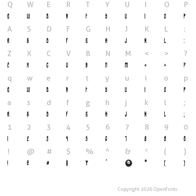Character Map of Barbarians Hotel Regular