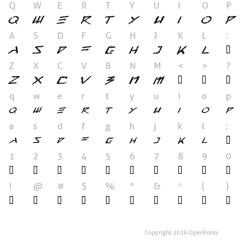 Character Map of Barbed Type Regular