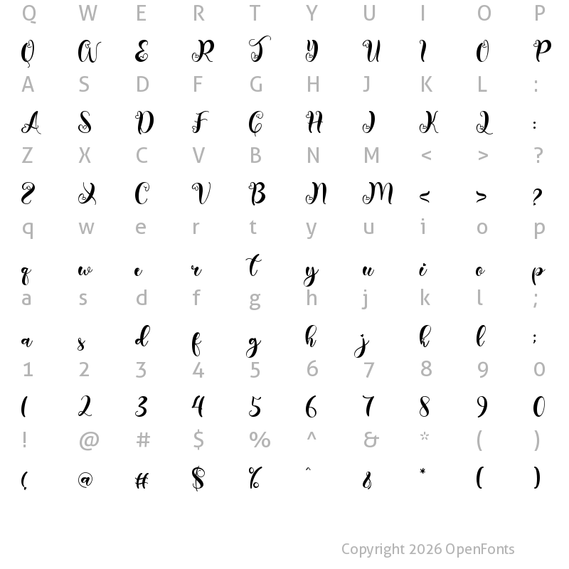 Character Map of Barbie Doll Regular