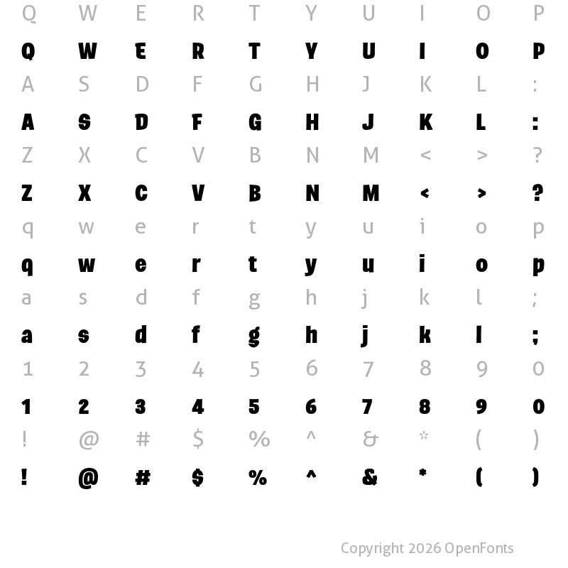 Character Map of Barbieri Bold