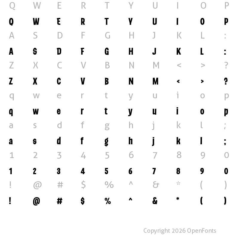Character Map of Barbieri Regular