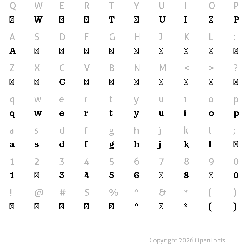 Character Map of BarcelonaITCStd-Bold ?