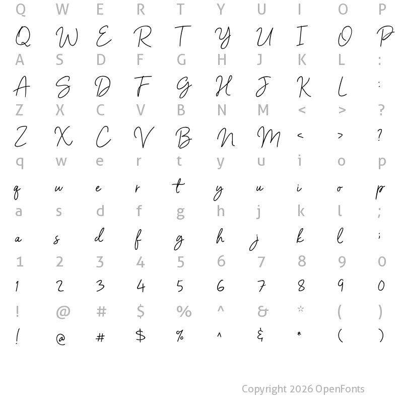 Character Map of Barcelony Regular