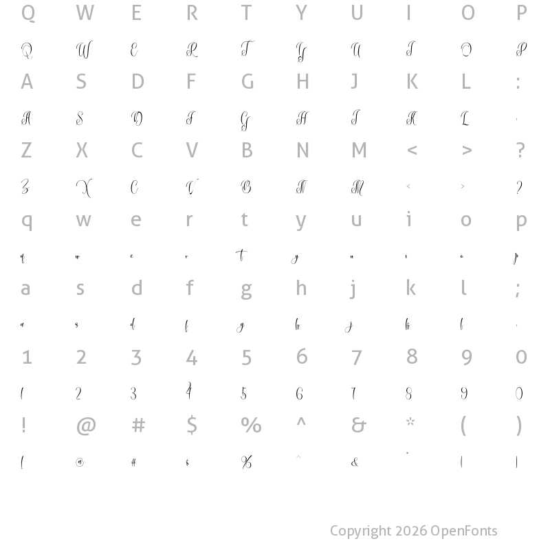 Character Map of Bardella Regular