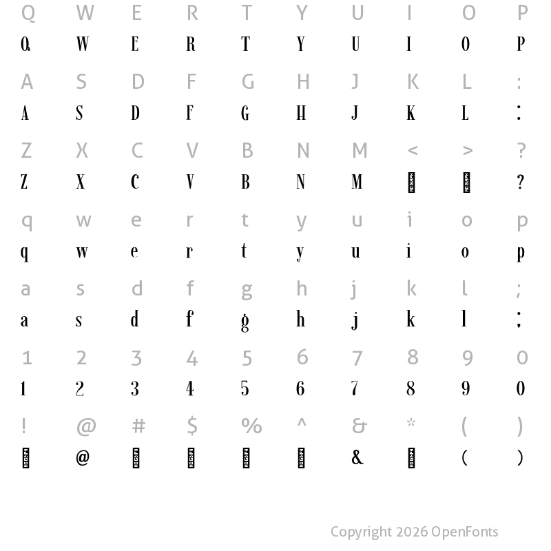 Character Map of bardo Regular