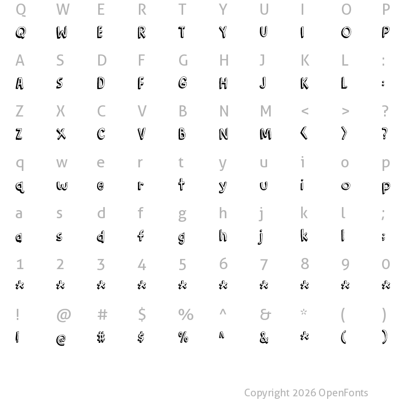 Character Map of Barking Cat DEMO Regular