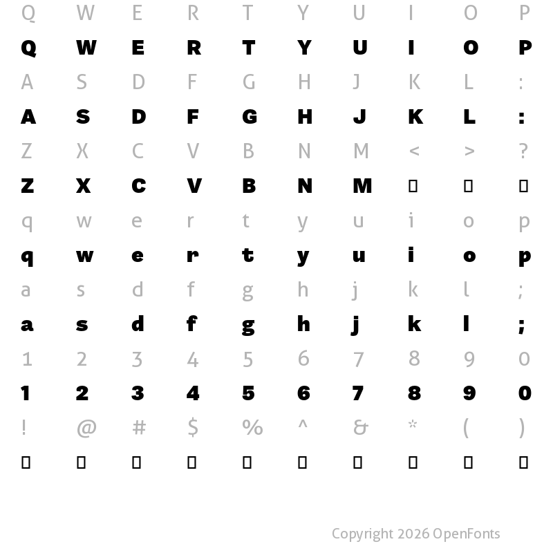 Character Map of Barnet Sans Black