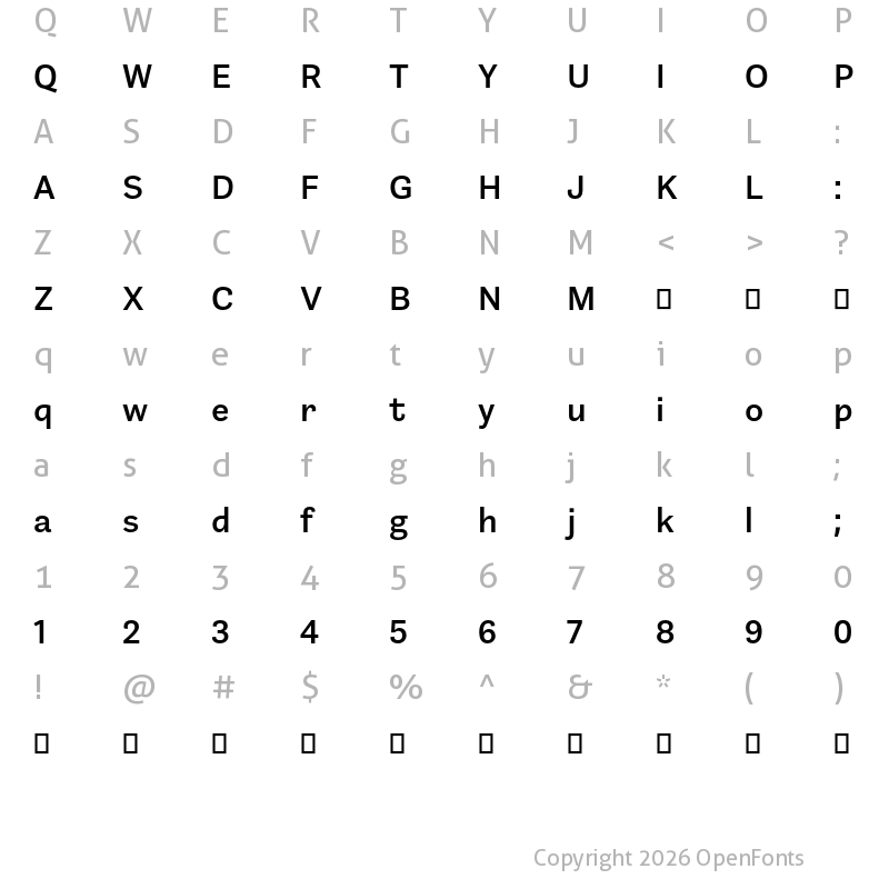 Character Map of Barnet Sans Medium